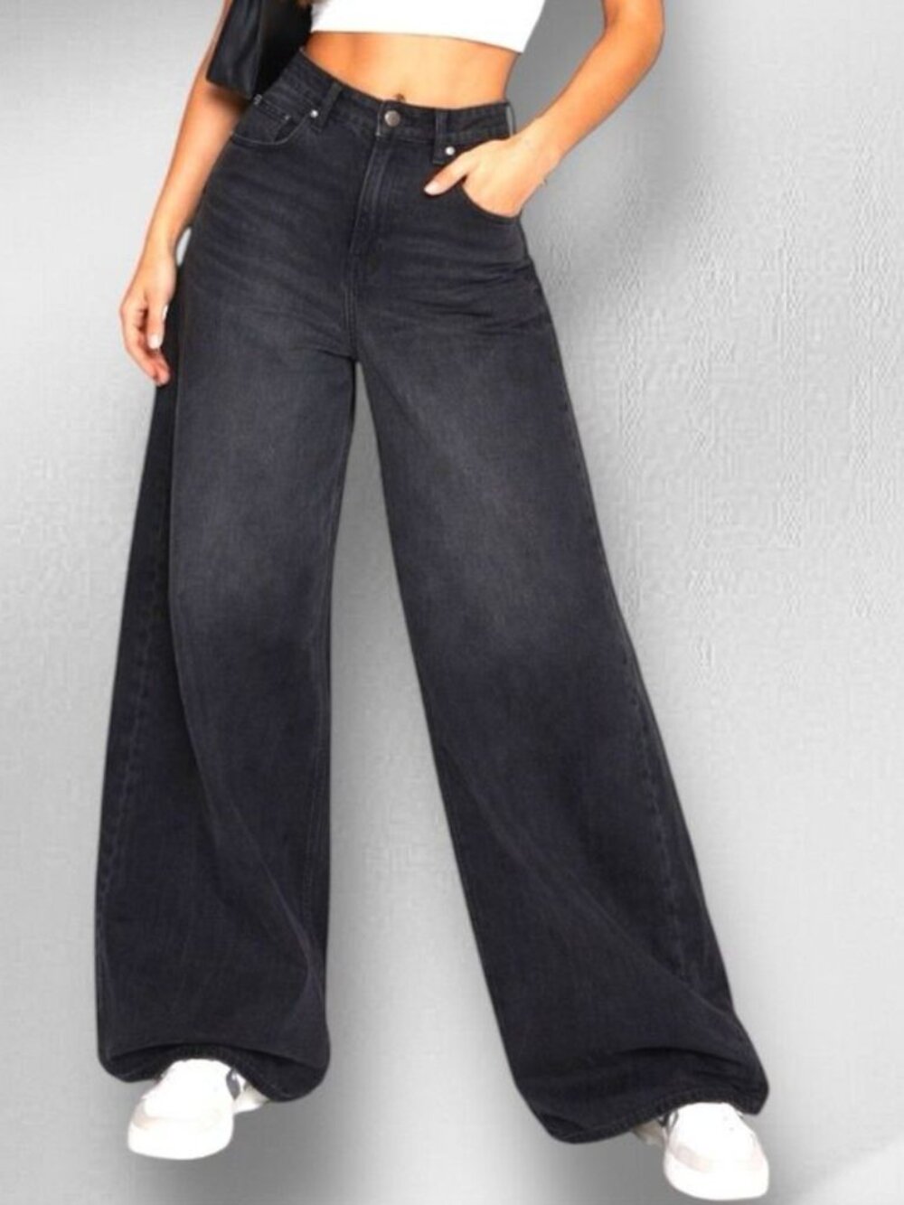 NEW! AMERICAN EAGLE STRETCH CURVY SUPER HIGH-RISE BAGGY WIDE LEG JEANS sz 2 Reg